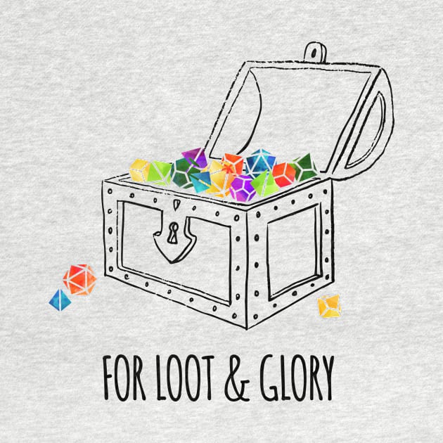 For Loot & Glory! - rainbow & black - LGBTQ+ ttrpg dice by SJart